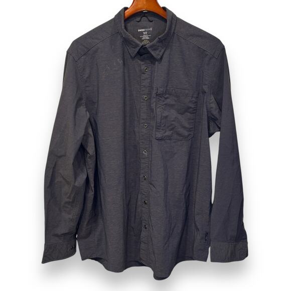 Swiss Tech Gray Nylon Blend Long Sleeve Button Down Size 2XL XXL Outdoor *FLAW* - Picture 1 of 7